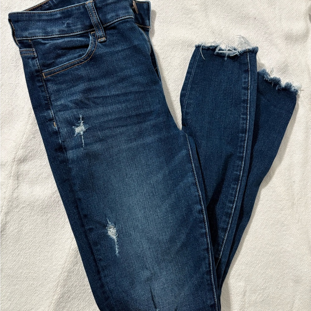 American Eagle Outfitters Dark Blue Distressed Skinny Jeans